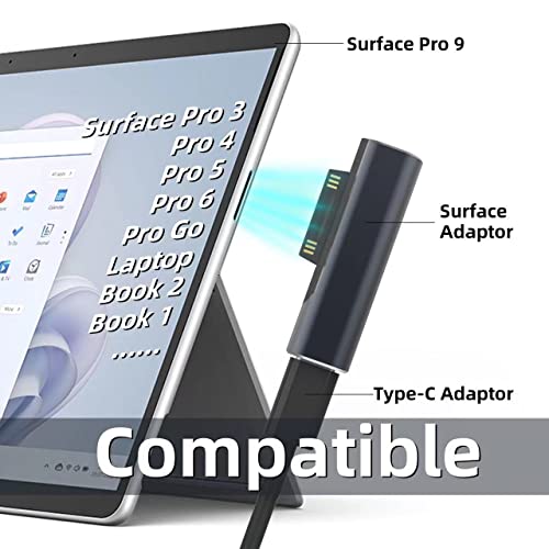 Surface Connector to USB-C Charging Adapter, DC15V 102W Type C Female to Surface Male for Microsoft Pro7/6/5/4 Surface Laptop 3/2/1, Surface Go, Surface Book