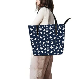 Fashionable women's handbag tote bag, Butterflies Seamless Patternprinted shoulder bag is light and durable