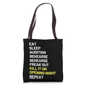 funny theater thespian musical theater eat sleep theater tote bag