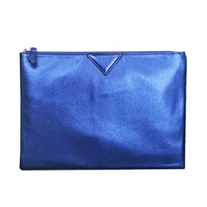 nigedu women clutches oversized pu leather envelope clutch bag large purse shiny evening party bags (blue)
