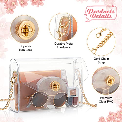 2 Pieces Clear Purse for Women Crossbody Clutch Bag Stadium See Through Cute Shoulder Handbag Sport Concert Party Present (Cute Style)