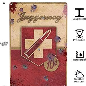 juggernog perk water bottle soda metal poster Tin Sign Vintage juggernog mini fridge call of duty zombies Bar Pub Garage Retro sign Marks Plaque/red