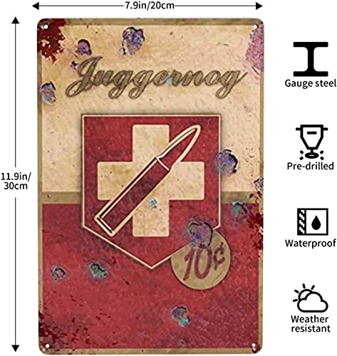 juggernog perk water bottle soda metal poster Tin Sign Vintage juggernog mini fridge call of duty zombies Bar Pub Garage Retro sign Marks Plaque/red