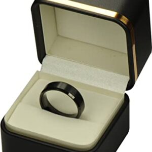 Ring Box for Wedding Proposal Engagement for Men Women Luxury Soft Touch Premium Black Color PU Leather Ring Jewelry Gift Holder Box with Elegant Gold Trim and Gold Button Design Ring Gift Box