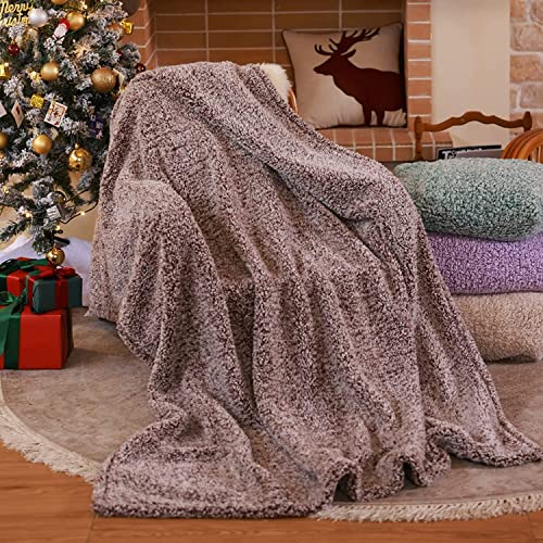 ZonLi Sherpa Fleece Blanket for Couch, Super Soft Plush Throw Blankets, Premium Reversible Earth Tones Decorative Faux Fur Blanket for Bed, Warm and Cozy Fuzzy Blanket for All Seasons(Brown, 50"X60")