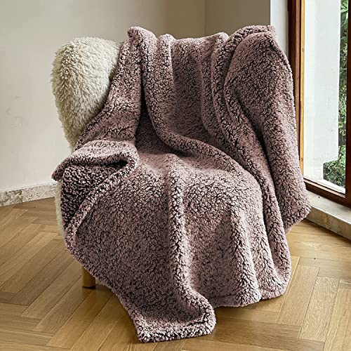 ZonLi Sherpa Fleece Blanket for Couch, Super Soft Plush Throw Blankets, Premium Reversible Earth Tones Decorative Faux Fur Blanket for Bed, Warm and Cozy Fuzzy Blanket for All Seasons(Brown, 50"X60")