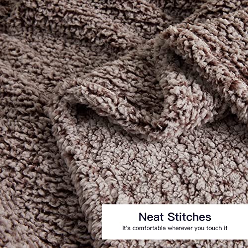 ZonLi Sherpa Fleece Blanket for Couch, Super Soft Plush Throw Blankets, Premium Reversible Earth Tones Decorative Faux Fur Blanket for Bed, Warm and Cozy Fuzzy Blanket for All Seasons(Brown, 50"X60")