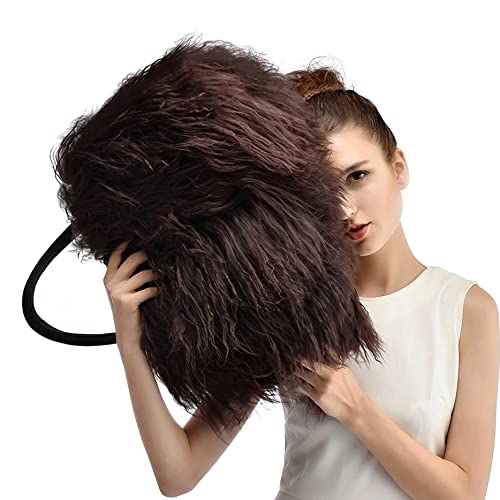 FINILUO Women Luxury Real Lamb/Mongolian Flush Wool Fur Handbag Chocolate