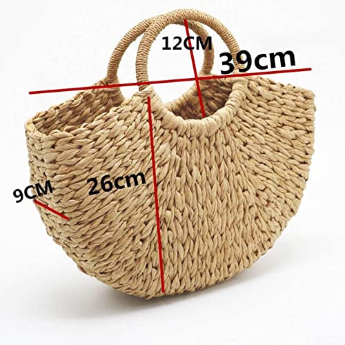 SAXTZDS Women's Tote Straw Bag, Beach Bag, Hand Woven Tote Bag with Inner Pocket, Large Black