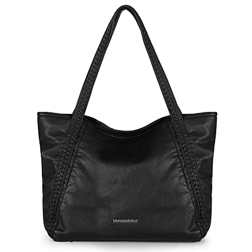 Montana West Hobo Vegan Leather Purses for Women Ultra Soft Shoulder Bags Casual Tote Black