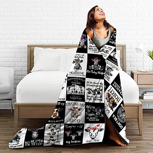 Cows Farmhouse Animal Funny Blankets Cow Throw Blanket for Bed Sofa Couch Soft Warm Lightweight Gift for Kids Teens Adults 50''x60'' (50''x60'', Cow)