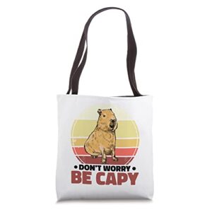 don’t worry be capy capybara tote bag