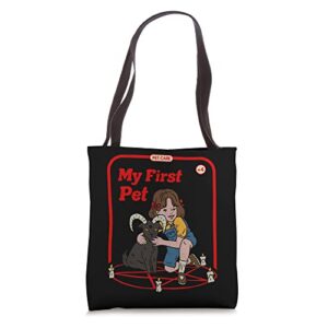 my first pet vintage horror goth occult childgame tote bag