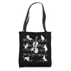 violinist cats for cat loving violin player tote bag