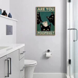 Black Cat Wall Art Cat Bathroom Wall Art Poster Cute Animal Picture Canvas Print Cat Painting Poster Cat Pictures Wall Art Cat Toilet Paper Art Posters for Home Bathroom Decor 16x24 Inch Frameless