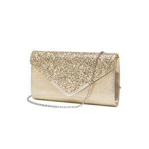 lam gallery sparkling evening clutch handbag bling wedding bride purse glitter chain shoulder crossbody bag – gold
