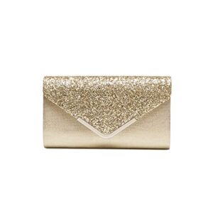 LAM GALLERY Sparkling Evening Clutch Handbag Bling Wedding Bride Purse Glitter Chain Shoulder Crossbody Bag - Gold