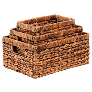 cenboss woven storage baskets (brown wash, set of 3 sizes)