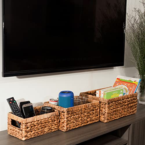 CENBOSS Woven Storage Baskets (Brown Wash, Set of 3 Sizes)