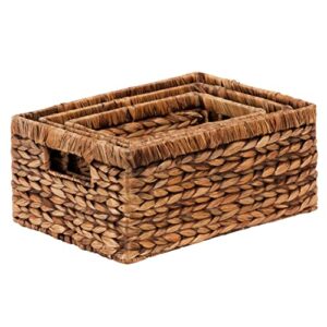 CENBOSS Woven Storage Baskets (Brown Wash, Set of 3 Sizes)