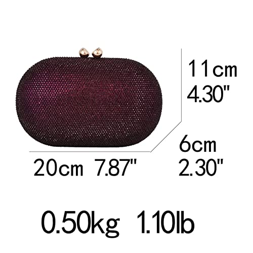Purple Crystal Women Evening Bags and Clutches Ladies Formal Party Diamond Clutch Wedding Purses and Handbags (Color : Red, Size : Size)
