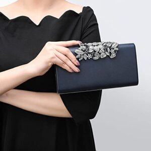 PEEPTOE EVENING Women Leather Evening Clutch Bags Formal Party Clutches Wedding Purses Cocktail Prom Blue