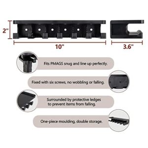 Adoreal Solid ABS Standard PMAG Rack Wall Mount with Storage Shelf, 4 Slots Gun Rack Wall Mount