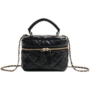 dboar women mini quilted purses, small crossbody black shoulder bag, trendy clutch with chain strap leather (mini, black)