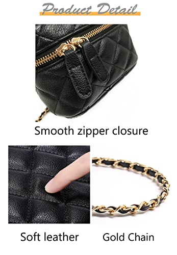 Dboar Women Mini Quilted Purses, Small Crossbody Black Shoulder bag, Trendy Clutch with Chain Strap Leather (Mini, Black)