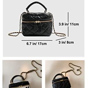 Dboar Women Mini Quilted Purses, Small Crossbody Black Shoulder bag, Trendy Clutch with Chain Strap Leather (Mini, Black)