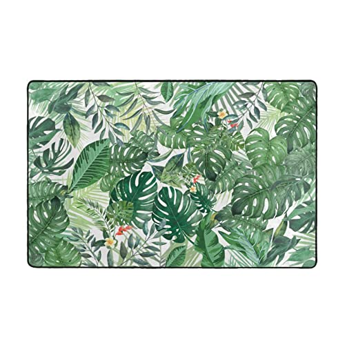 YEAHSPACE Palm Tree Leaf Rug 60x39 inch Area Rugs Modern Living Room Dorm Bedroom Decor Tropical Jungle Palm Tree Leaf Green