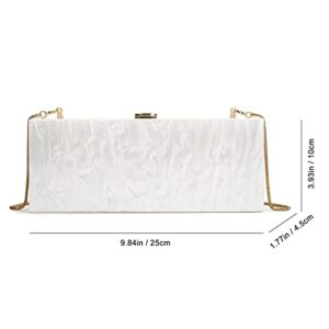 Acrylic Clutch Evening Bag Long Pearl Acrylic Clutch Purse Handbag for Dinner Party Wedding iPhone White