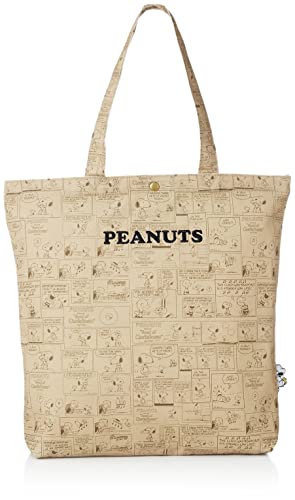 Siffler(シフレ) Canvas Tote Bag HAP6009, PN105. Snoopy Comic Mocha