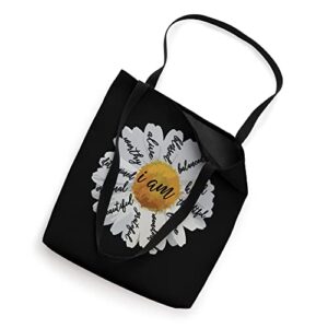 Motivational Women-Positive Affirmation I AM Daisy Tote Bag