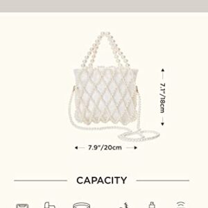 BABEYOND Women Pearl Clutch Purse - Bucket Beaded Bridal Evening Bag Formal Reticulated Bag with Inner Bag for Party Wedding