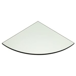 pro safe glass 16″ x 16″ quarter circle clear tempered floating glass corner shelf – glass only