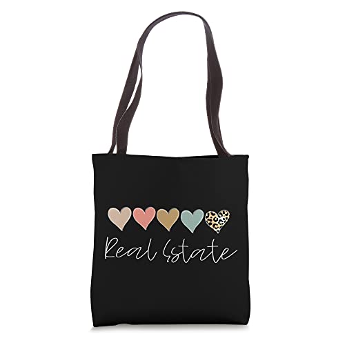 Funny Realtor Agent, Hearts Leopard women's Real estate Tote Bag