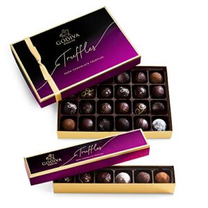 godiva chocolatier assorted dark chocolate truffles lover gift set, 30 piece assortment