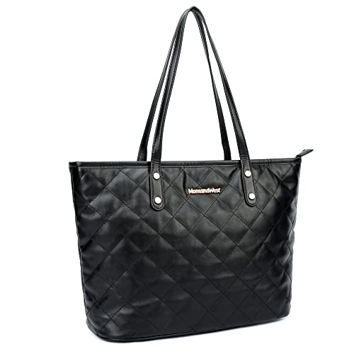 Montana West Quilted Handbag for Women Vegan Leather Tote Purse Shoulder Bag Large Fashion Satchel Hobo Purse MWC-084BK