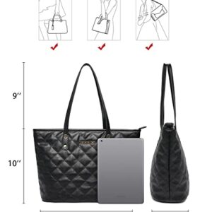 Montana West Quilted Handbag for Women Vegan Leather Tote Purse Shoulder Bag Large Fashion Satchel Hobo Purse MWC-084BK