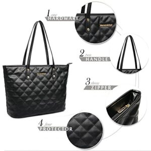 Montana West Quilted Handbag for Women Vegan Leather Tote Purse Shoulder Bag Large Fashion Satchel Hobo Purse MWC-084BK