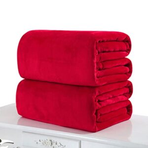 koqwez33 textured soft blanket, warm and lightweight throw blanket, ultra soft warm cozy throw blanket rug plush fleece bed sofa couch pad home – red