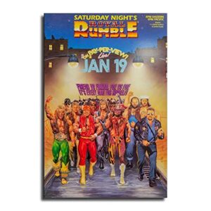 ZEEZFA Recreated The 1991 Royal Rumble Wrestlers Poster Decorative Painting Canvas Wall Art Living Room Posters Bedroom Painting 12x18inch(30x45cm)