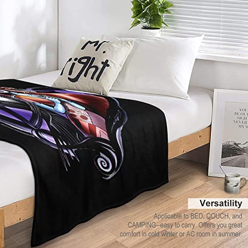 Longhui Christmas Cartoon Nightmare Blanket Halloween Movie Flannel Throw Blanket for Couch Sofa Decor Cozy Warm Bed Blankets for Kids Adults 50inchx40inch, Black