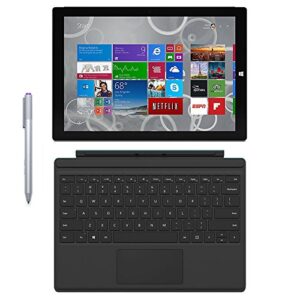 microsoft surface pro 3 tablet (12-inch, 128 gb, intel core i5, windows 10) + microsoft surface type cover (renewed)