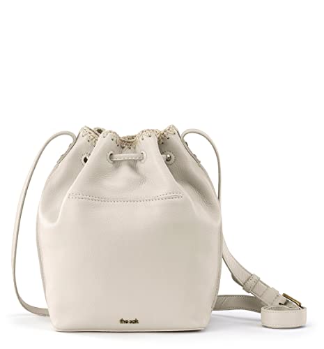 The Sak Womens Ivy Leather Drawstring Bucket, Stone, One Size US