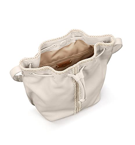 The Sak Womens Ivy Leather Drawstring Bucket, Stone, One Size US