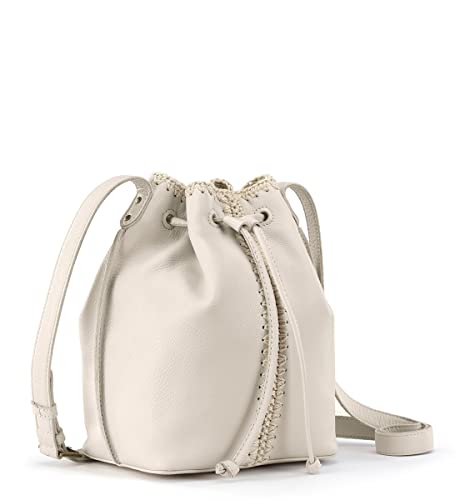 The Sak Womens Ivy Leather Drawstring Bucket, Stone, One Size US