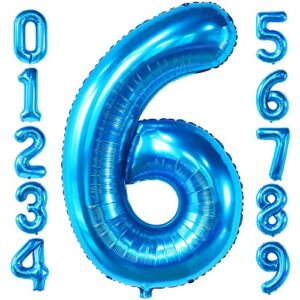 giant, blue number 6 balloon – 40 inch | blue 6 balloon number for shark balloons, shark birthday decorations | 6th birthday balloon, 6th birthday decorations for boys | 6 balloons for birthday boy