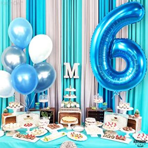 Giant, Blue Number 6 Balloon - 40 Inch | Blue 6 Balloon Number for Shark Balloons, Shark Birthday Decorations | 6th Birthday Balloon, 6th Birthday Decorations for Boys | 6 Balloons for Birthday Boy